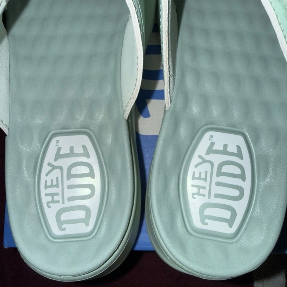 Hey Dude Mint Green Slide Sandals - Picture 5 of 6